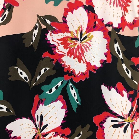 Cabi Black Red Colorful Hibiscus Floral Print Lightweight Sleeveless Tank Blouse - Picture 13 of 16